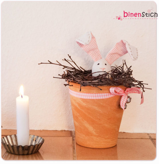 Osterdeko: Topfhase – Binenstich