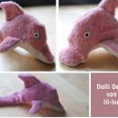 Badedelfin aus Frottee mit Styropor-Kügelchen-Füllung, genäht von lil-luci.blogspot.de nach dem binenstich-E-Book "Dolli Delfin" | binenstich.de