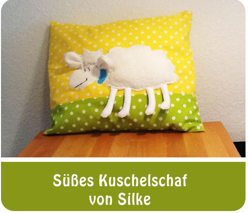 Schafkuschelkissen, genäht von Silke nach dem binenstich-E-Book "Schafkuschelkissen" | binenstich.de