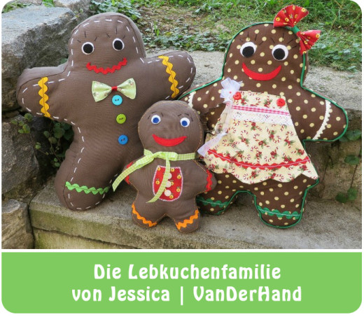 Lebkuchenfamilie von vanderhand.blogspot.de, genäht nach dem binenstich-E-Book "Lebkuchenfamilie | binenstich.de