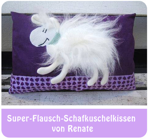 Renates Superflausch-Schaf,  genäht nach meinem E-Book "Schafkuschelkissen" | binenstich.de