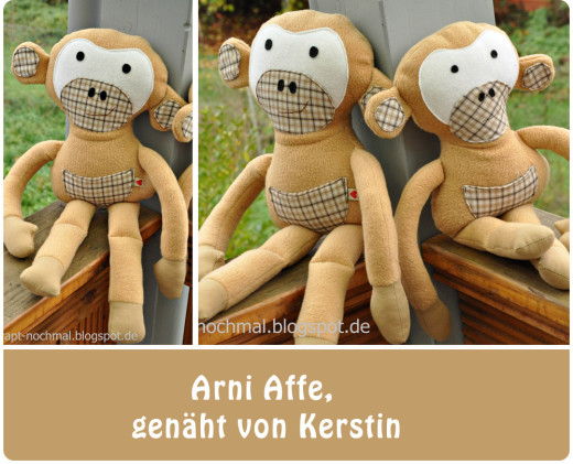 Arni Affe, genäht von Kerstin (versrapt-nochmal.blogspot.de), nach meinem E-Book | binenstich.de
