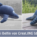 Delfin aus Jeans-Stoff genäht von von creating-dh.blogspot.com nach dem binenstich-E-Book "Dolli Delfin" | binenstich.de