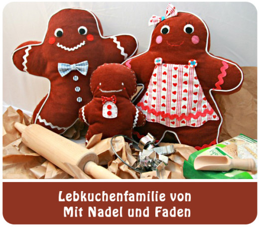 Lebkuchenfamilie von www.mitnadelundfaden.blogspot.de, genäht nach dem binenstich-E-Book "Lebkuchenfamilie | binenstich.de