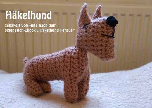 Häkelhund, gehäkelt von Hille nach dem E-Book "Häkelhund Fergus" | binenstich.de