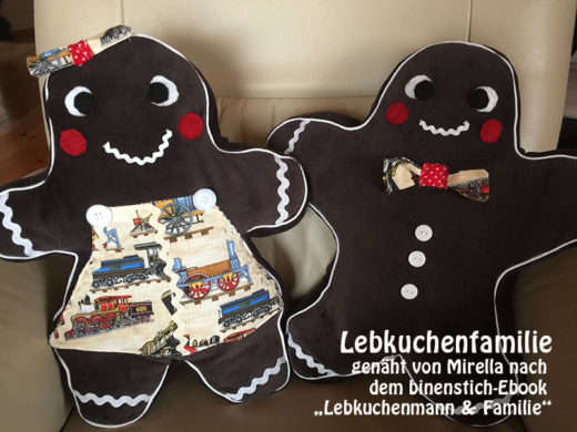 Lebkuchenfamilie, genäht von Mirella nach dem binenstich-E-Book "Lebkuchenmann & Familie" | binenstich.de