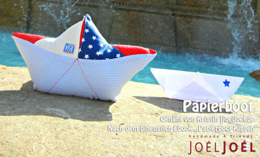 Papierboot-Kissen, genäht von Kristin | joeljoel.de