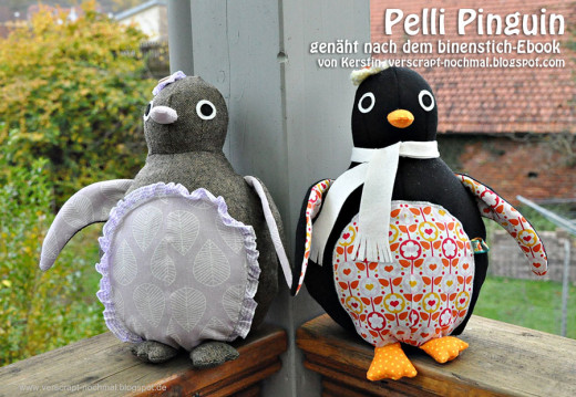Pelli Pinguin, genäht von Kerstin, verscrapt-nochmal.blogspot.com, nach dem binenstich-E-Book "Pelli Pinguin" | binenstich.de