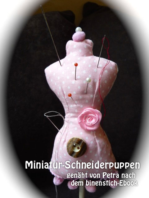 Miniatur-Schneiderpuppe, genäht von Petra nach dem gleichnamigen binenstich-Ebook | binenstich.de