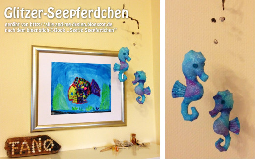 Glitzer-Seepferdchen, genäht von https://allie-and-me-design.blogspot.de, nach dem binenstich-E-Book "Seetje Seepferdchen" | binenstich.de
