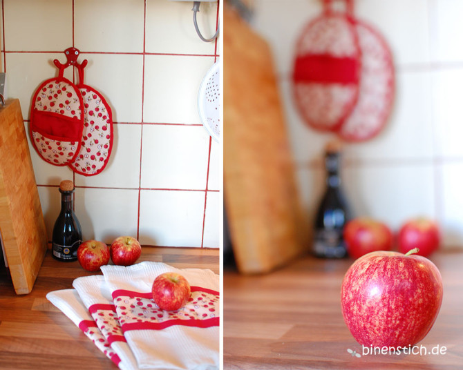 Apfel-Liebe: Neue Handtücher und Topflappen-Ofenhandschuhe für die binenstich-Küche | binenstich.de