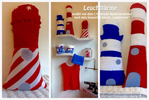 Leuchtturm-Trio, genäht von Olga | facebook: Nesttrieb-Atelier