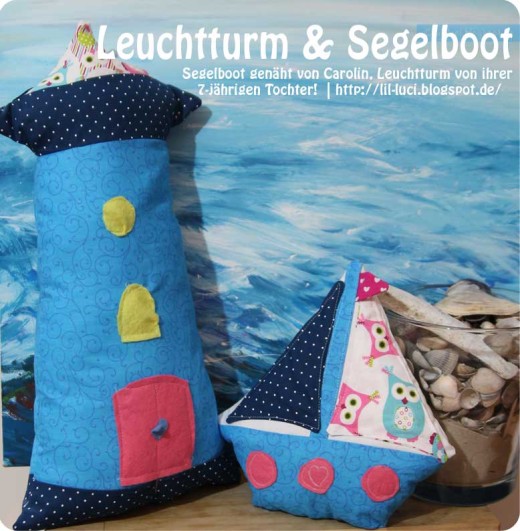Segelboot genäht von Carolin, Leuchtturm von ihrer 7-jährigen Tochter! | https://lil-luci.blogspot.de/, nach den binenstich-E-Books "Segelboot" & "Leuchtturm" | binenstich.de