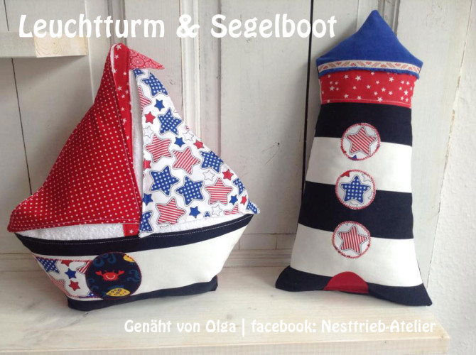 Leuchtturm & Segelboot, genäht von Olga | facebook: Nesttrieb-Atelier