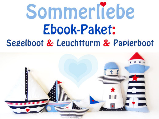 E-Book-Paket Meerliebe Leuchtturm Segelboot Papierbootkissen