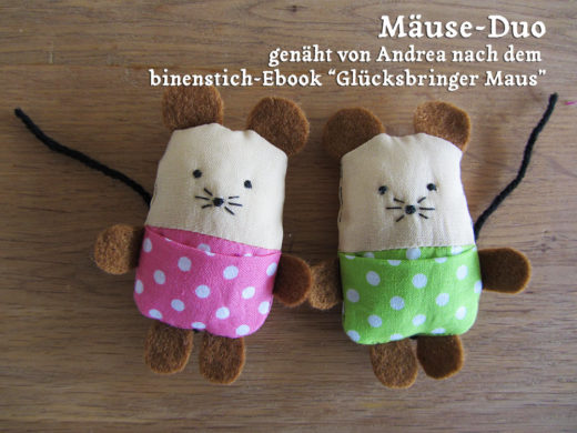 Mäuse-Duo, genäht von Andrea nach dem binenstich-Ebook "Glücksmaus"