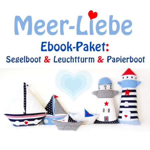 E-Book-Paket Meerliebe Leuchtturm Segelboot Papierbootkissen