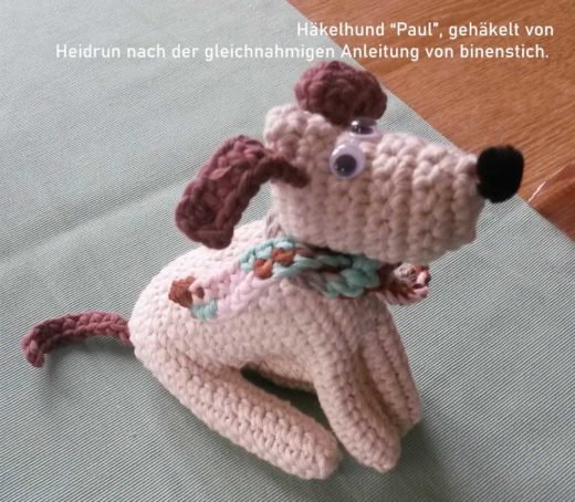 Häkelhund Paul, gehäkelt von Heidrun nach der Häkel-Anleitung von binenstich