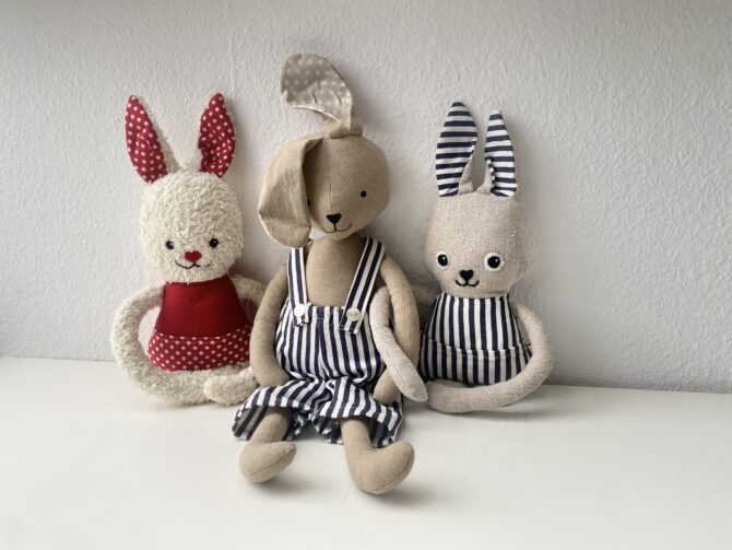 Stofftier nähen Kuscheltier nähen Nähanleitung Hase Osterhase